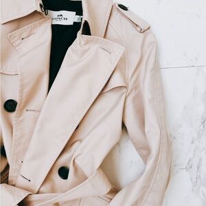 Coach mid length trench coat in ivory